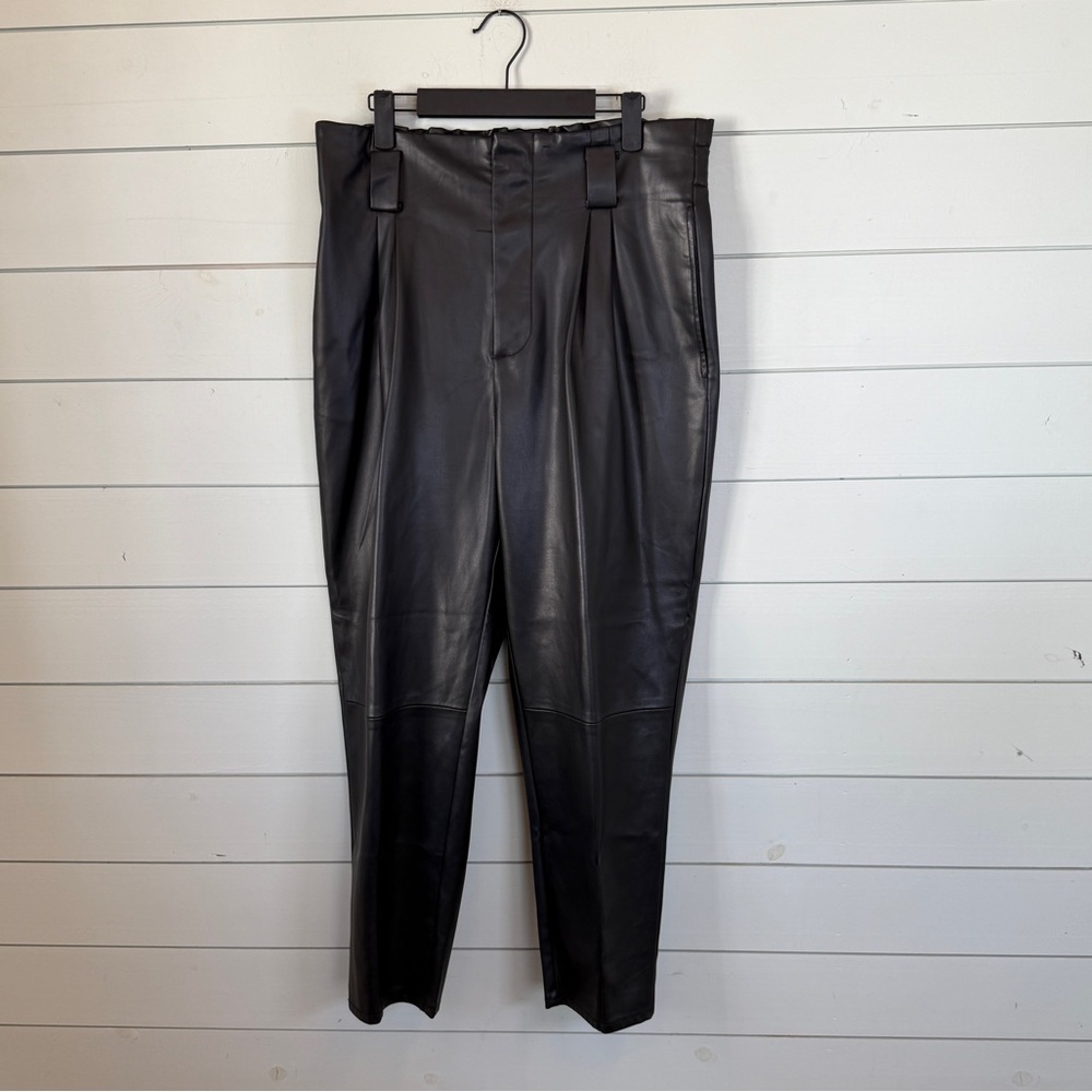 Rachel‎ Zoe faux leather black pants women's size large